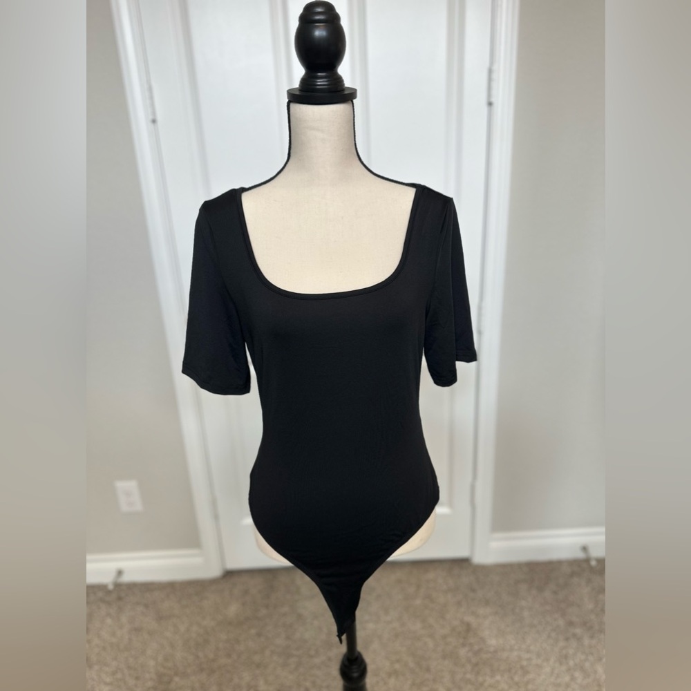 Women's Plus Size Basic Short Sleeve Bodysuit Scoop Neck T Shirts Bodysuit
